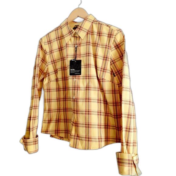 SOHO Babe Camel Yellow Plaid Woven LS Button Shirt JR. Size Large NWT - Picture 3 of 14